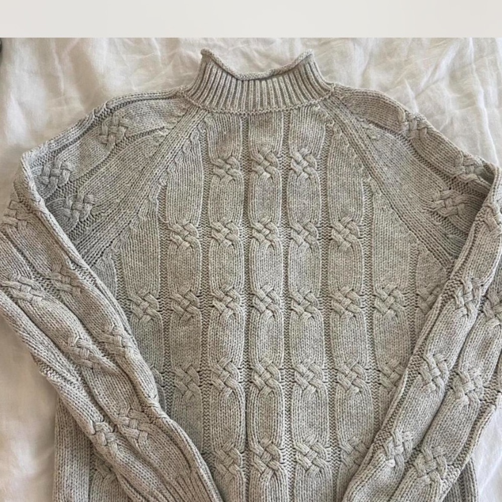 LOFT Gray Cowl & Turtlenecks Sweater